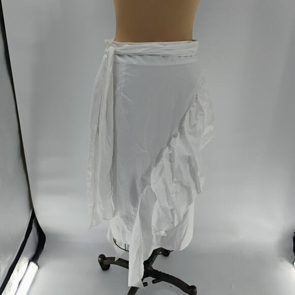 MILLY Skirt Lagenlook Stripe 100% Cotton White Midi Women's Size 10 - Picture 13 of 16